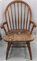 Wooden arm chair, 37" H.