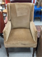 Upholstered arm chair, 41" H.