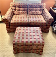 58" loveseat and ottoman on casters