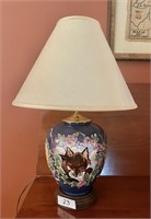 Painted fox hunt table lamp