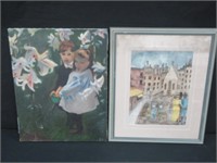 FRAMED WATERCOLOUR SIGNED S.BIONTA & OIL UNSIGNED
