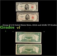 Group of 2 $5 United States Notes, 1953A and 1953B