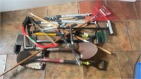 Trash Can & Shovels, Nippers, Saw, Rack, Hammers