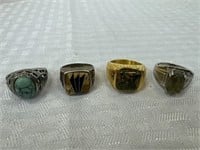 Rings, 4 Men’s, one Sterling Silver .925 with