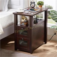 XXL End Table with Charging Station  Cherry