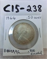 C15-238  Bahama 1966 half dollar .800 silver