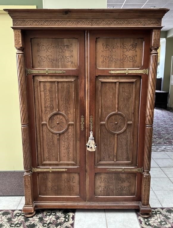 Double Door  Armoire w/ Brass Embellishments