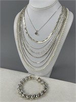 Sterling Silver Necklaces, 1 Bracelet, 1 Pendant