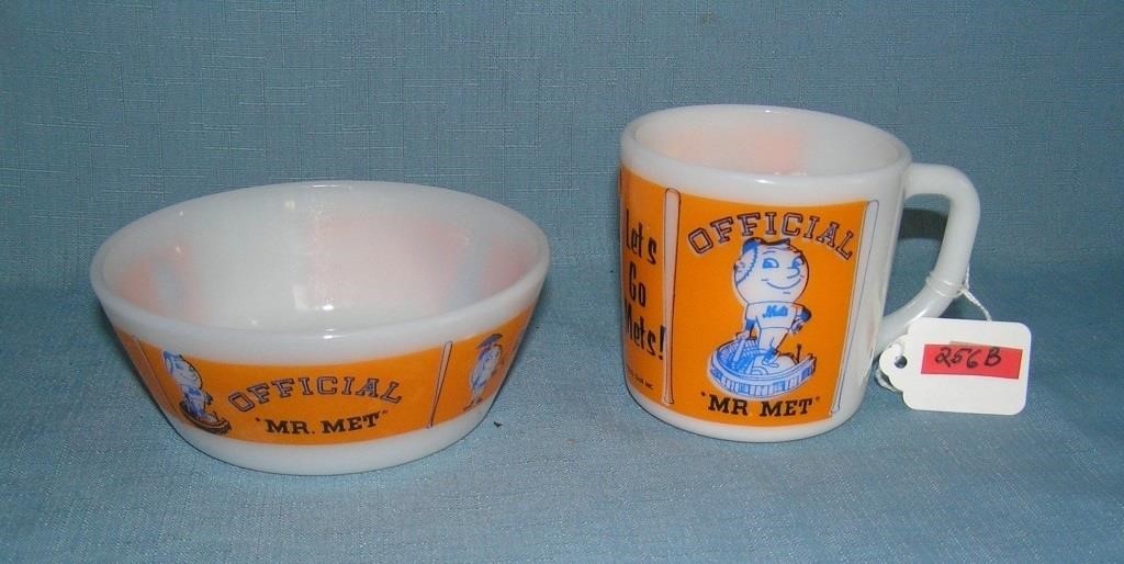Very rare early NY Mets mug and bowl set