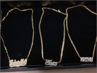 (3) necklaces (Gabriella,Hope,Kathy names)(Gold