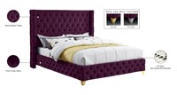 Meridian Velvet Upholstered Bed, King, Purple