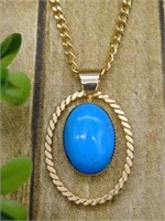 GENUINE STONE PENDANT ON CHAIN NECKLACE ROCK STONE