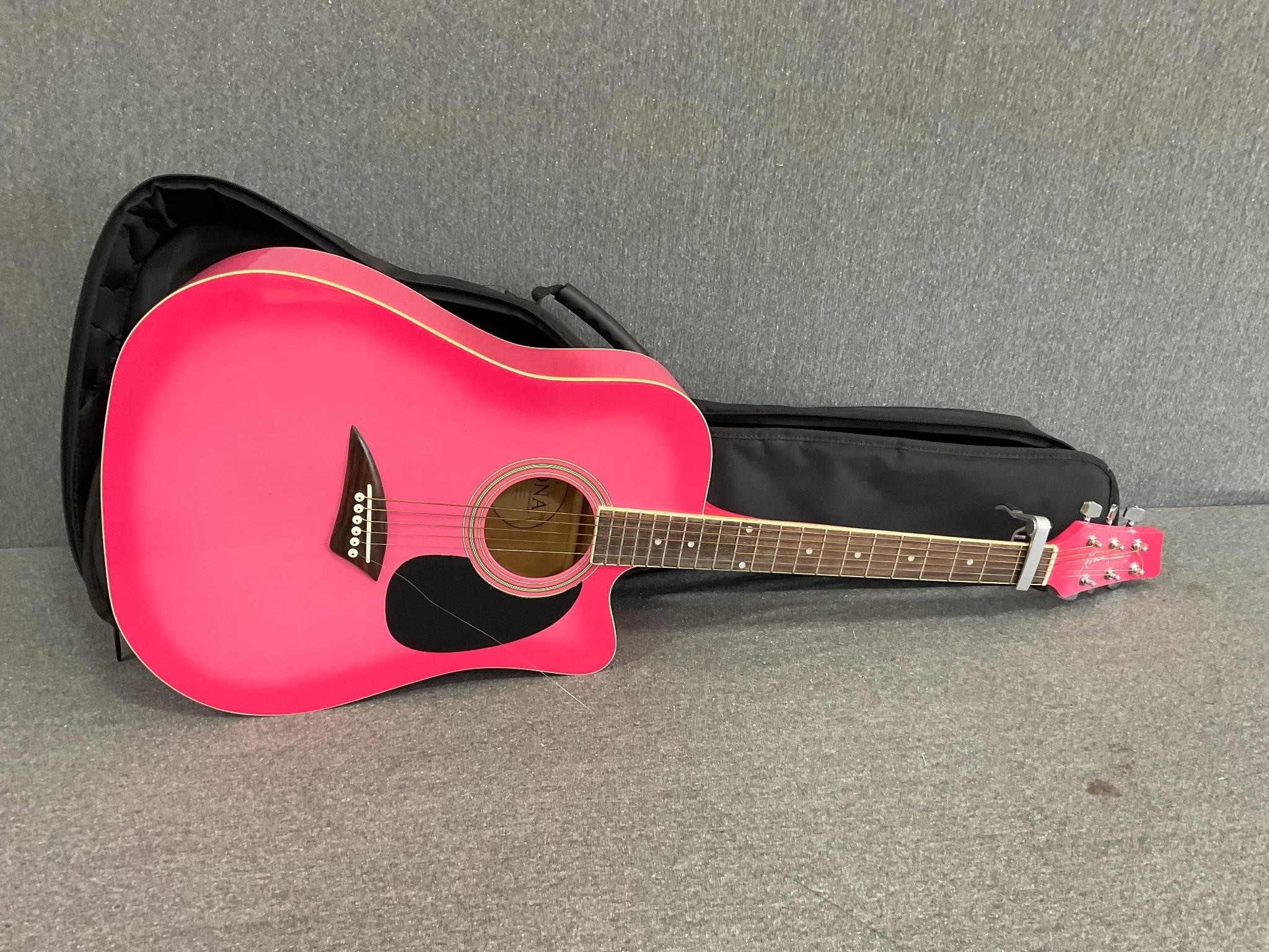 Pink Kona Acoustic Guitar