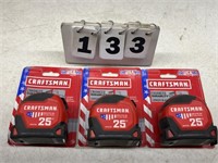 (3) New Craftsman 25ft Tape Measures