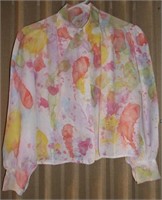 Vtg Repurposed Splatter Button Blouse