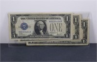 3 Silver Certificate $1 Bills "Funny Backs" 1934