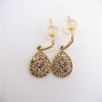 18K YELLOW GOLD DIAMOND PEAR SHAPED EARRINGS