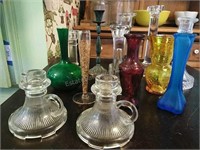Assorted Candleholders and Vases 9" and under