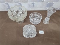 Crystal vase, candy dishes, etc