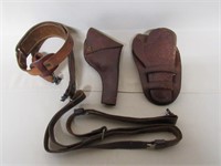 2 Leather Slings, 2 Leather Holsters