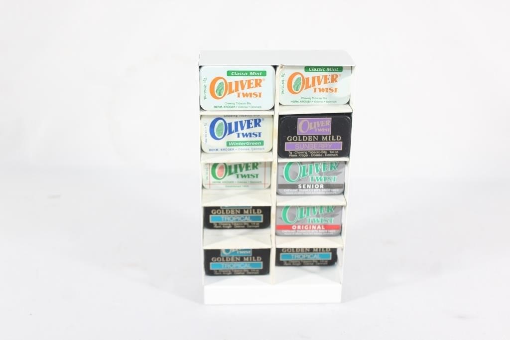 Oliver Twist Chewing Tobacco Tins in Display
