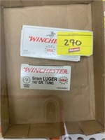 WINCHESTER 100RDS, 9MM LUGER 147 GRAIN BULLETS'