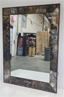 Contemporary mirror w/marbleized glass surround