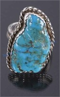Navajo Large Nugget Blue Gem Turquoise Ring