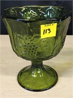 Imperial Glass Green Harvest Grape Compote 6.5"