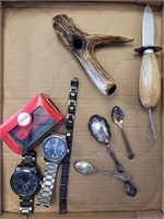 ASSORTED FASHION WATCHES, OYSTER KNIFE, DEMITASSE
