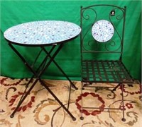 BLUE MOSAIC TABLE AND CHAIR