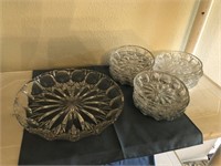 Crystal serving platter with 9 plates
