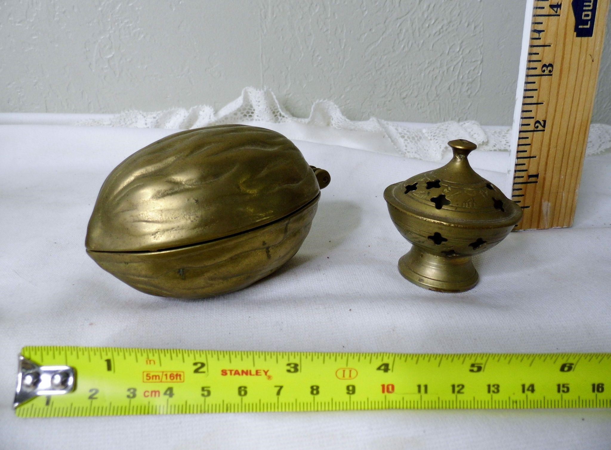 Brass Walnut Box & Incense Burner