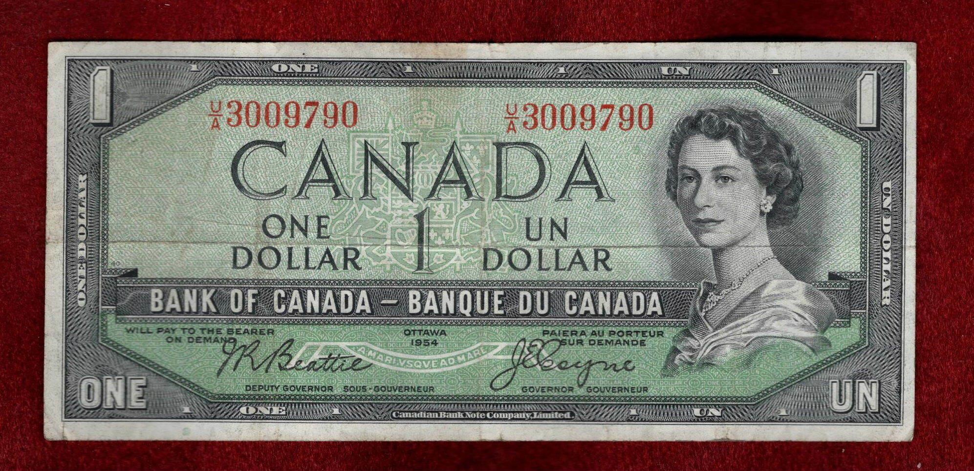 CANADA 1954 $1 BANKNOTE BC-37a