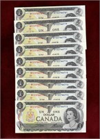 CANADA 10 CONSECUTIVE $1 1973 BANKNOTES BC-46b