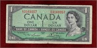 CANADA 1954 $1 BANKNOTE BC-37d with E/I PREFIX