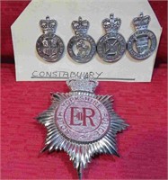 British Police Lot 5 Cap Badges & Bobby Insignias