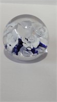 Gibson blue and white flower paperweight