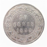 NFLD. 1899 Victoria Sterling Silver 50 Cents