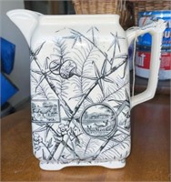 Ant Ironstone Transferware Water Pitcher, Farm