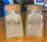 Pair 1940's Pressed Glass Salt & Pepper Shakers,