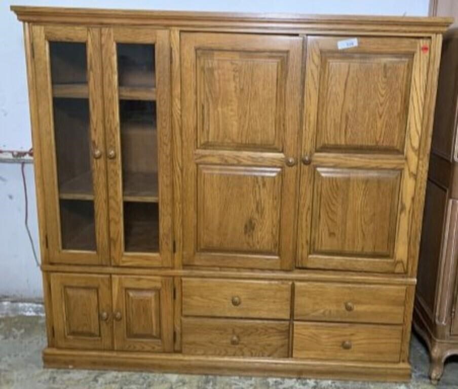 Oak & Oak Veneer Media Cabinet