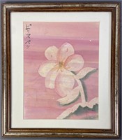 Cherry Blossom Watercolor Painting Signed