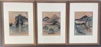 Hiroshige Woodblock Prints Set of Three