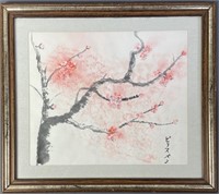 Cherry Tree Japanese Watercolor Painting