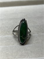 Sterling Silver Green Agate Ring Size 7.75