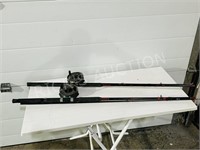 2 large reels and rods