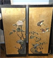 Pair of Gold Leaf & Enamel Hand Painted Stands