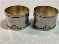 2 Sterling Silver Napkin Rings, 44.7 Grams