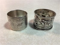 2 Sterling Napkin Rings, 63.1gr, Not Matching